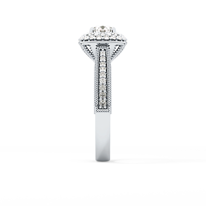 Round Halo & Pave Lab Grown Diamond Engagement Ring