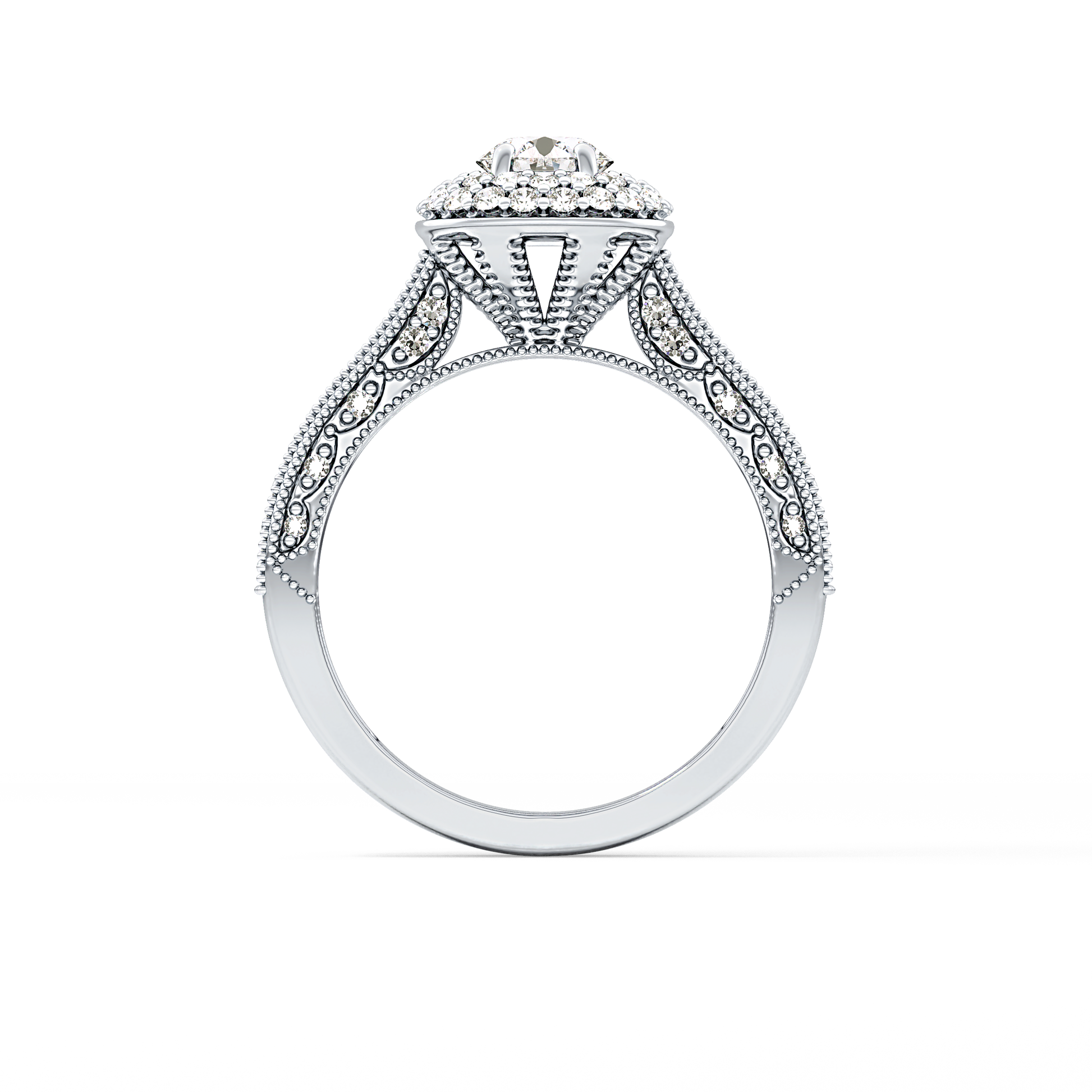 Round Halo & Pave Lab Grown Diamond Engagement Ring