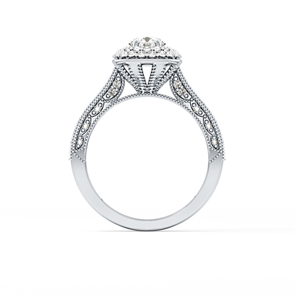 Round Halo & Pave Lab Grown Diamond Engagement Ring
