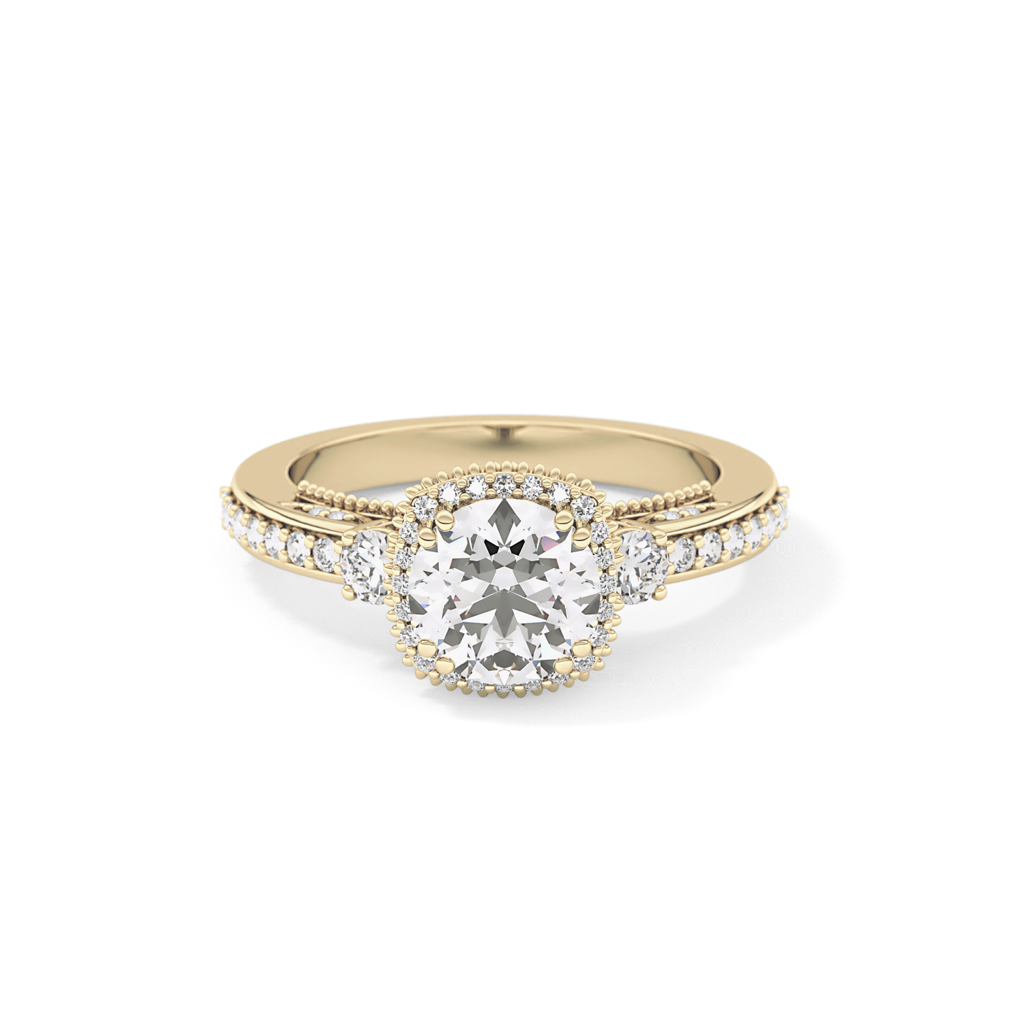 Round Cluster Lab Grown Diamond Engagement Ring