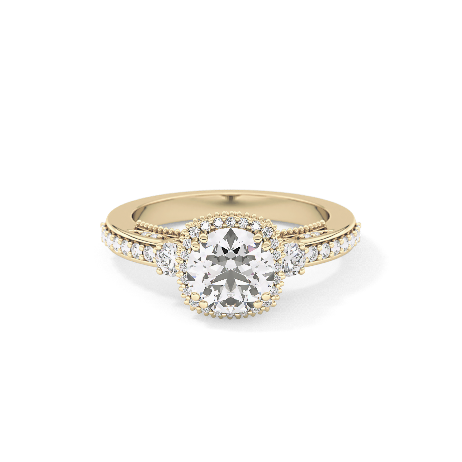 Round Cluster Lab Grown Diamond Engagement Ring