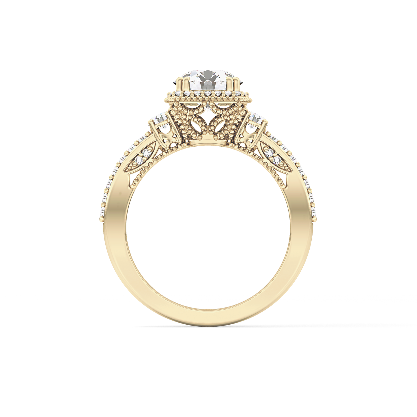 Round Cluster Lab Grown Diamond Engagement Ring