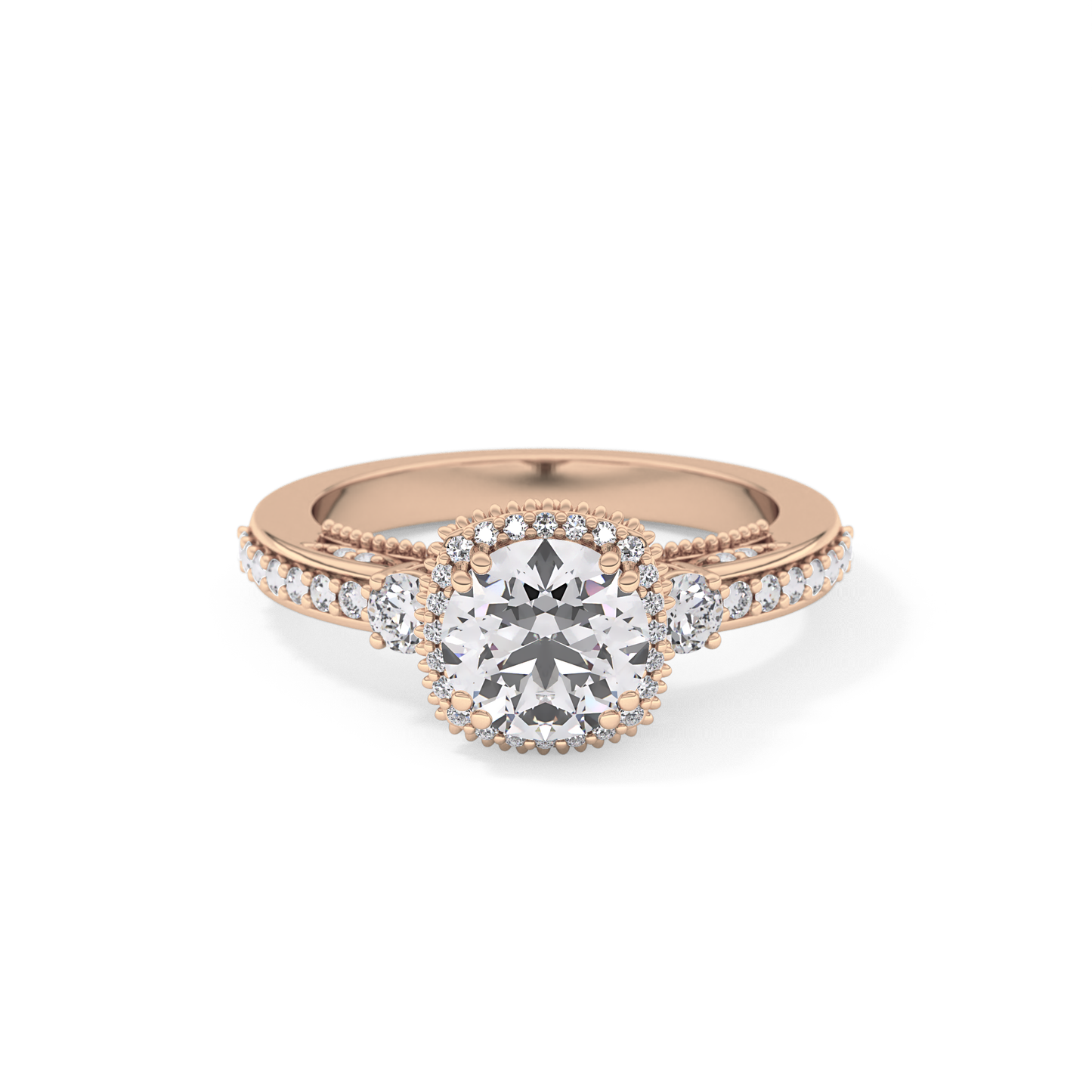 Round Cluster Lab Grown Diamond Engagement Ring