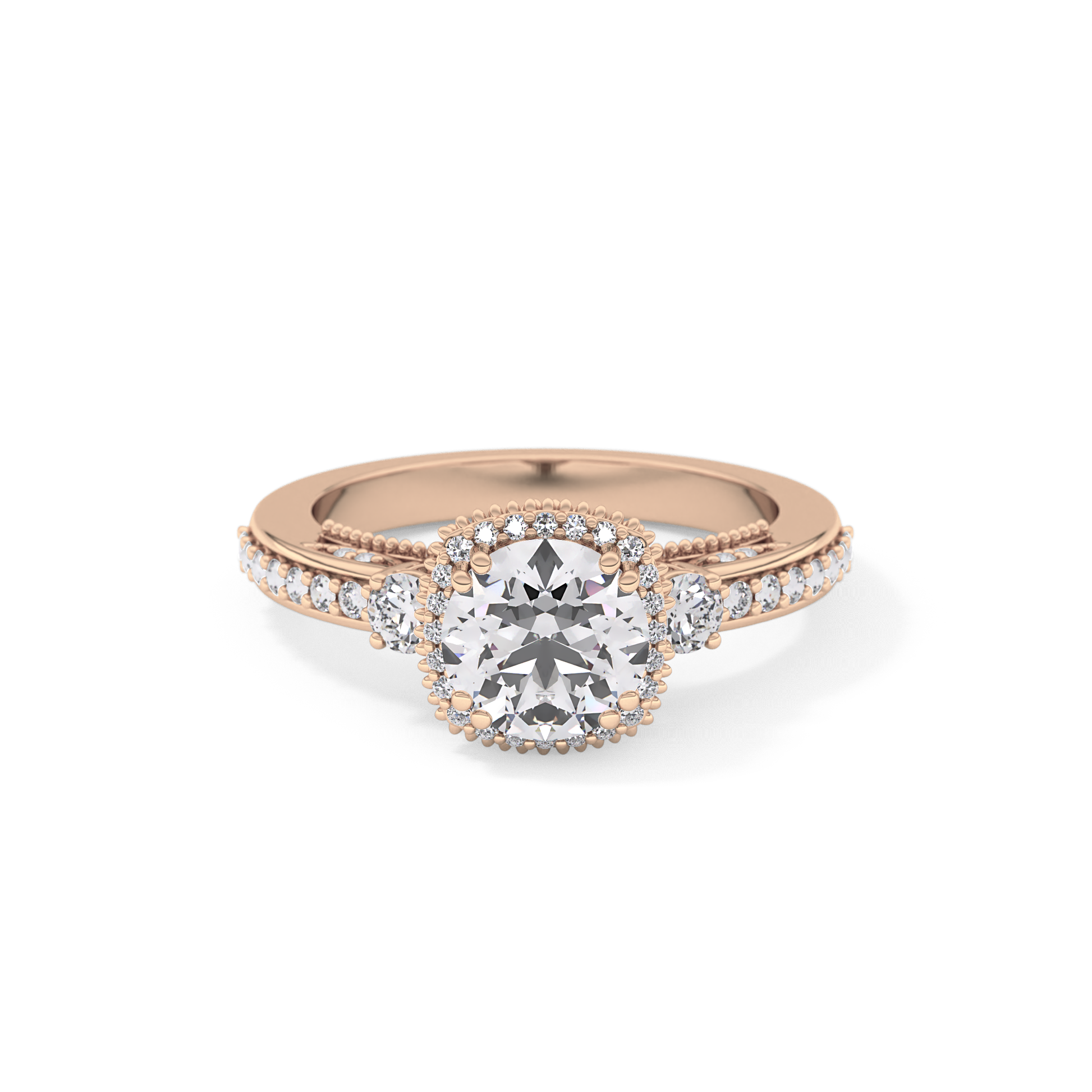 Round Cluster Lab Grown Diamond Engagement Ring