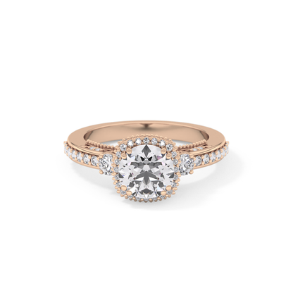 Round Cluster Lab Grown Diamond Engagement Ring