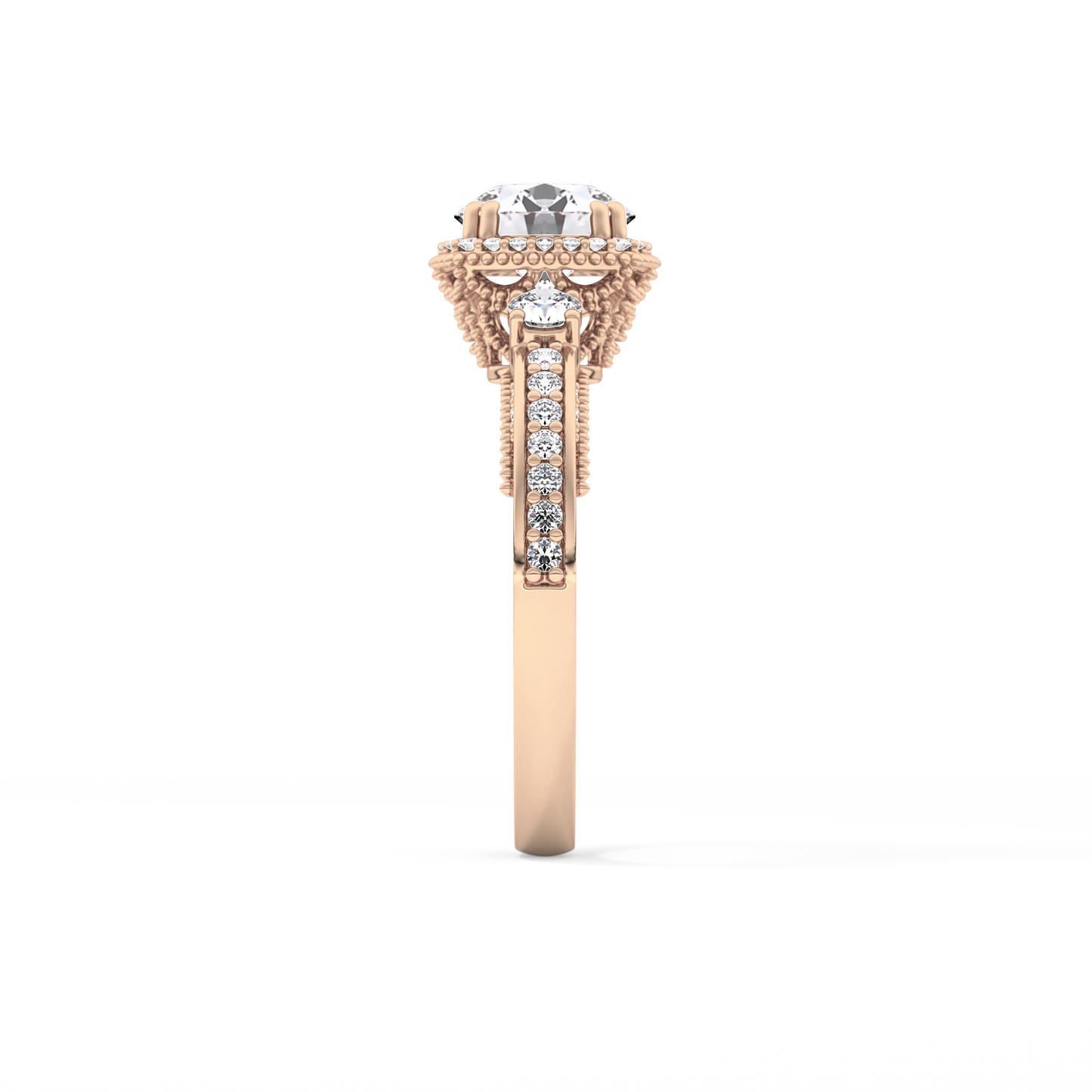 Round Cluster Lab Grown Diamond Engagement Ring