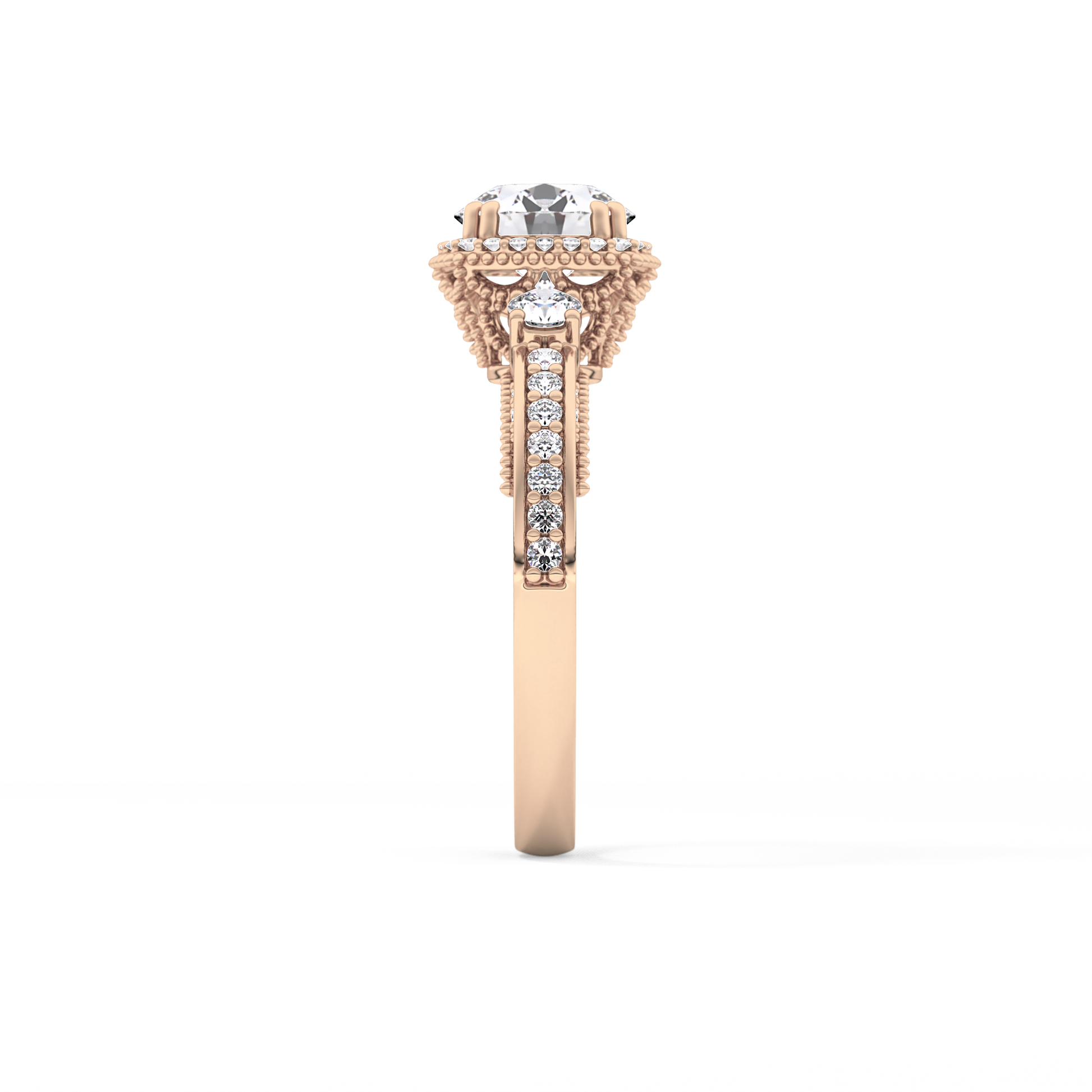 Round Cluster Lab Grown Diamond Engagement Ring