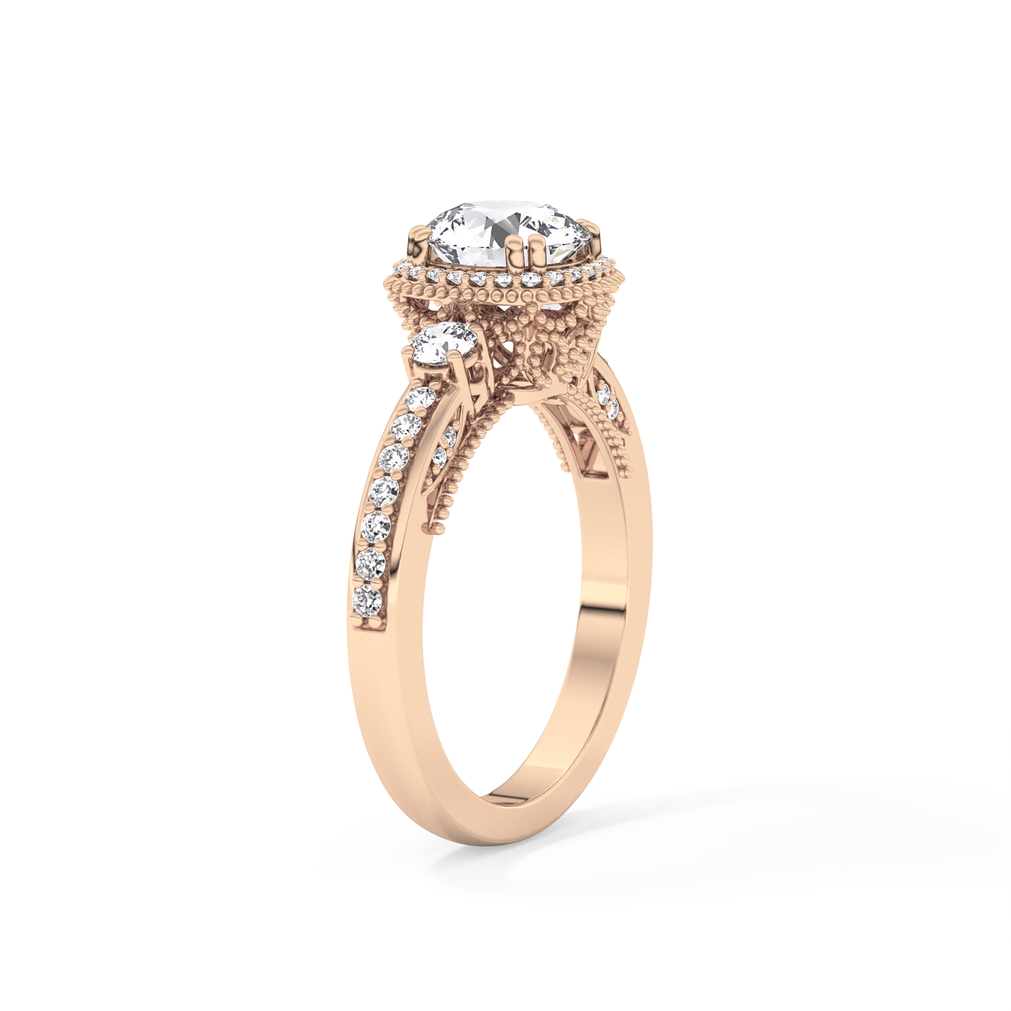Round Cluster Lab Grown Diamond Engagement Ring
