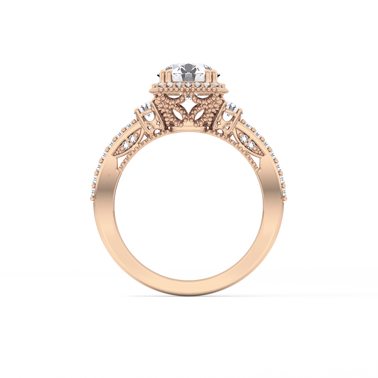 Round Cluster Lab Grown Diamond Engagement Ring
