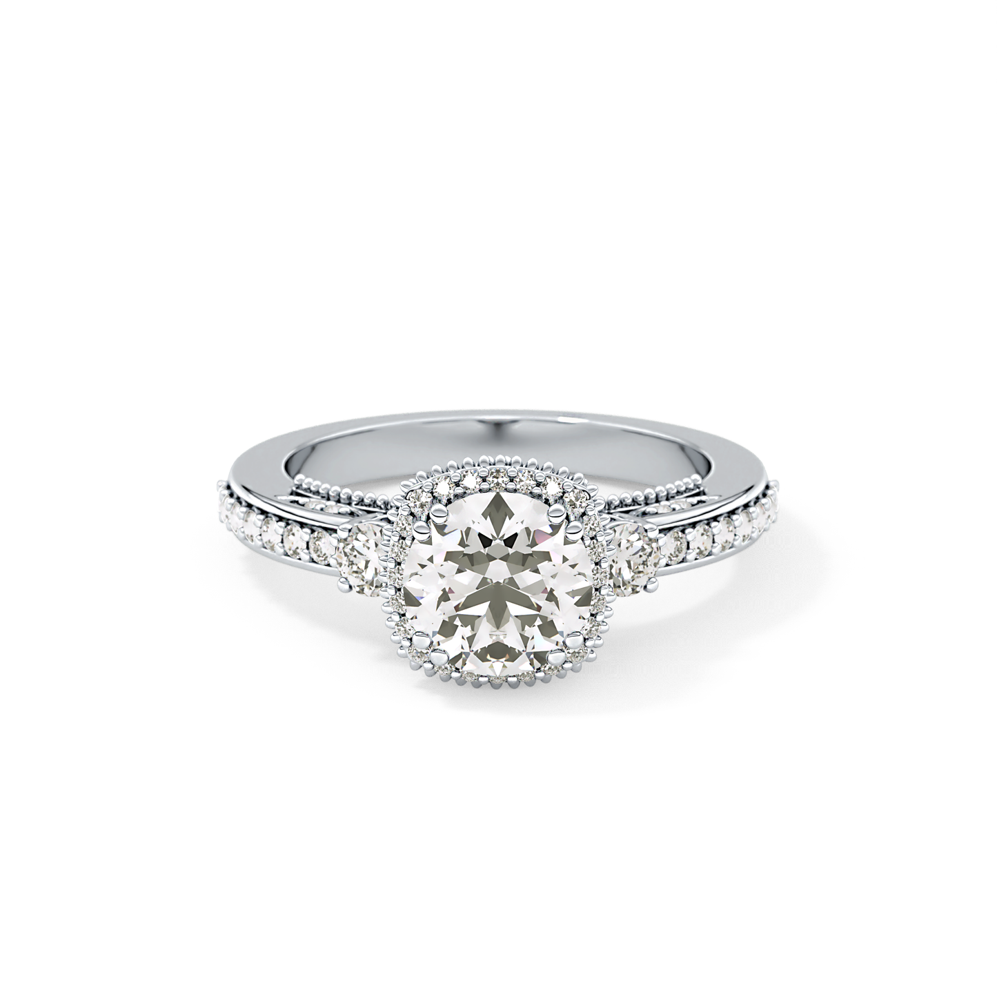 Round Cluster Lab Grown Diamond Engagement Ring