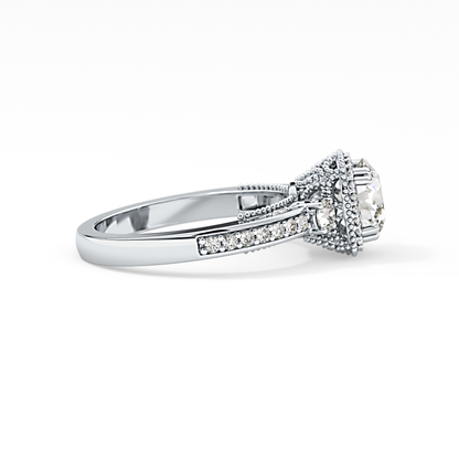 Round Cluster Lab Grown Diamond Engagement Ring