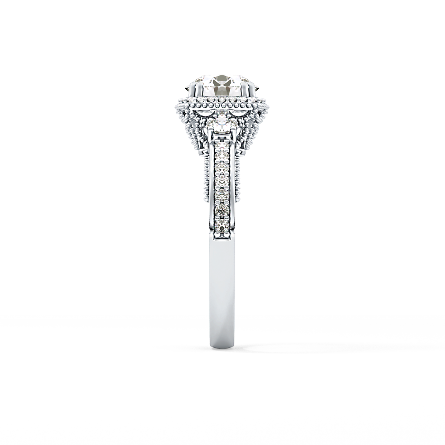 Round Cluster Lab Grown Diamond Engagement Ring