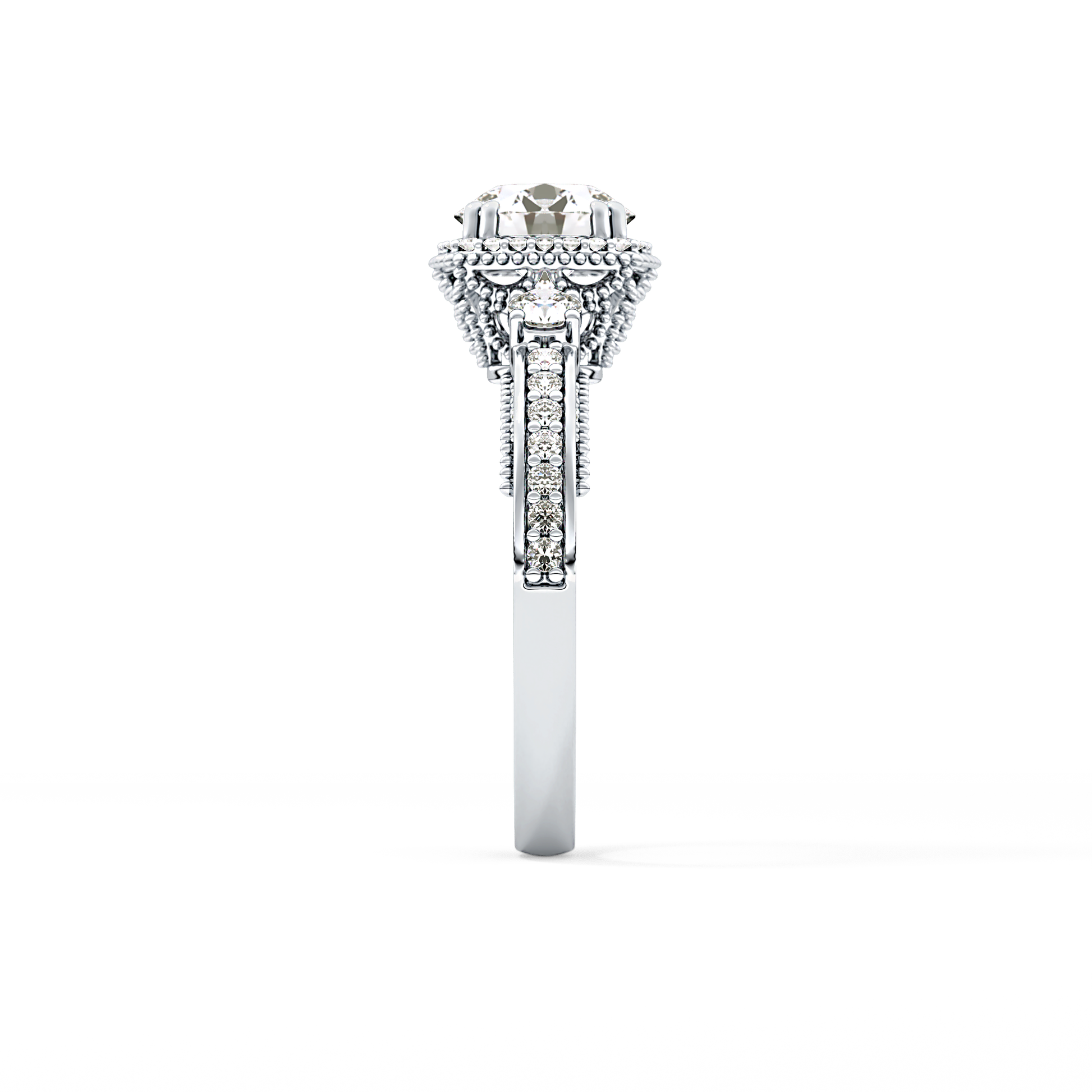 Round Cluster Lab Grown Diamond Engagement Ring