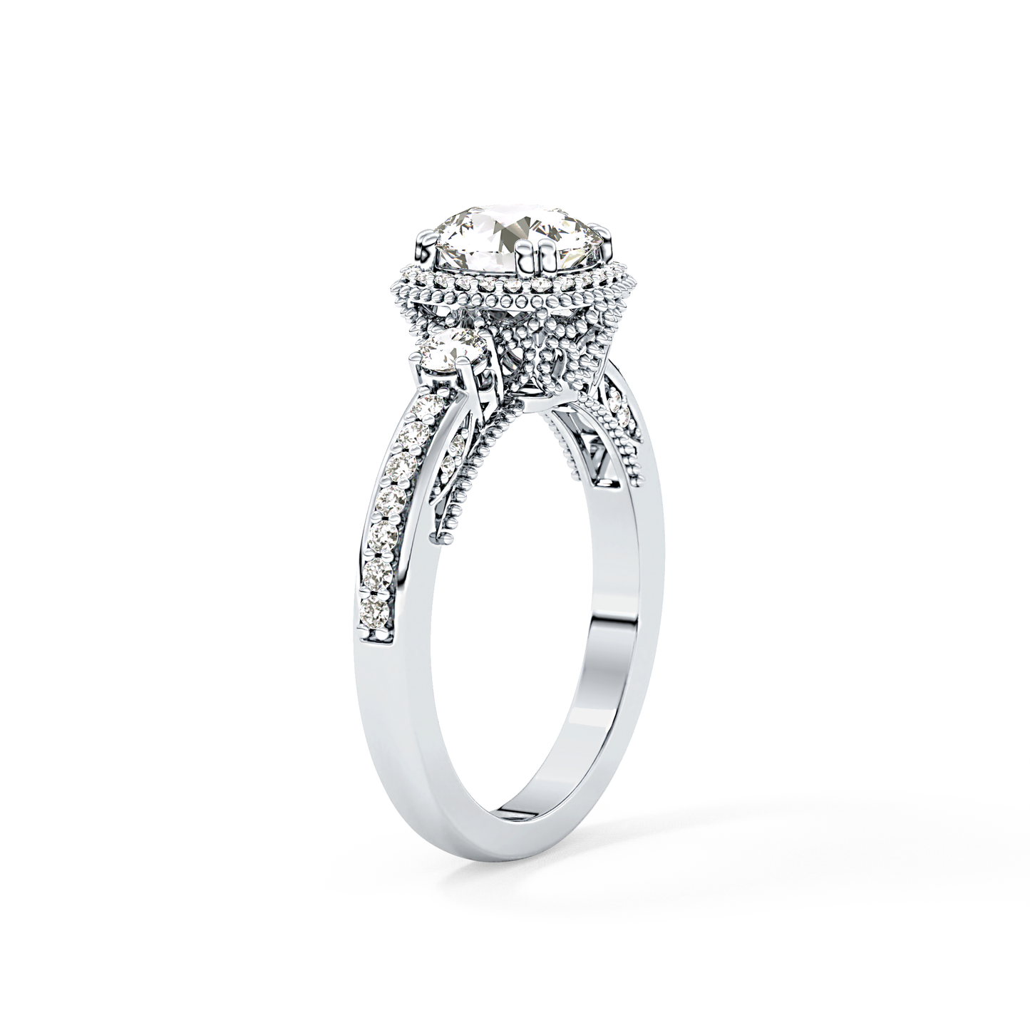 Round Cluster Lab Grown Diamond Engagement Ring
