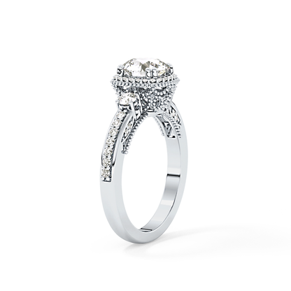 Round Cluster Lab Grown Diamond Engagement Ring