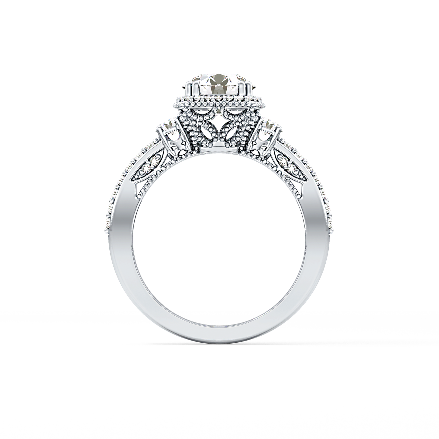 Round Cluster Lab Grown Diamond Engagement Ring