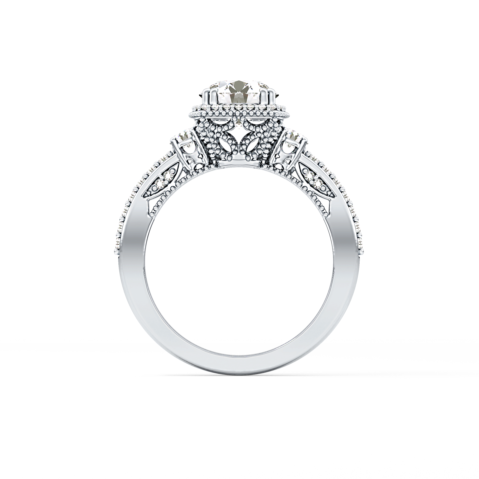 Round Cluster Lab Grown Diamond Engagement Ring