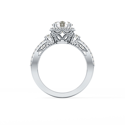 Round Cluster Lab Grown Diamond Engagement Ring