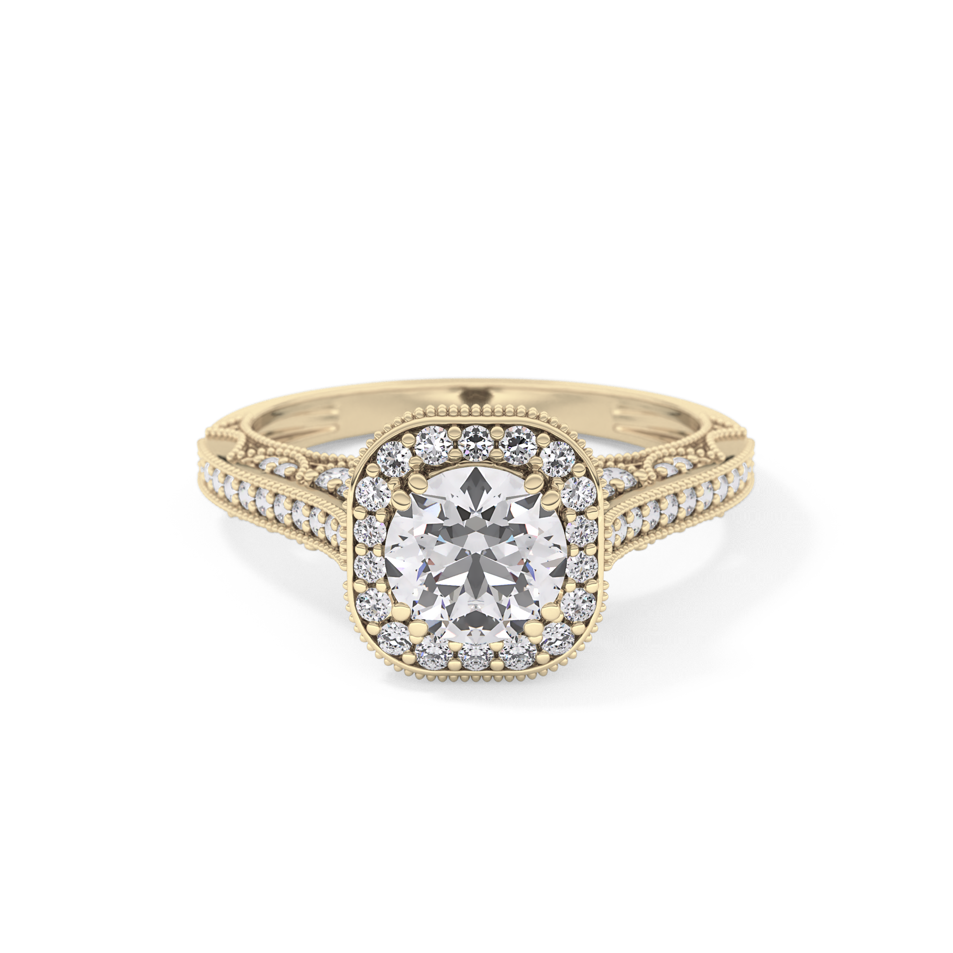 Round Halo & Pave Lab Grown Diamond Engagement Ring