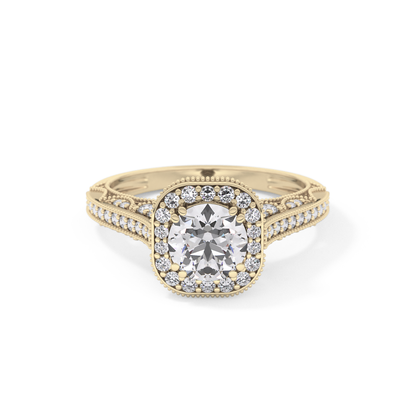 Round Halo & Pave Lab Grown Diamond Engagement Ring