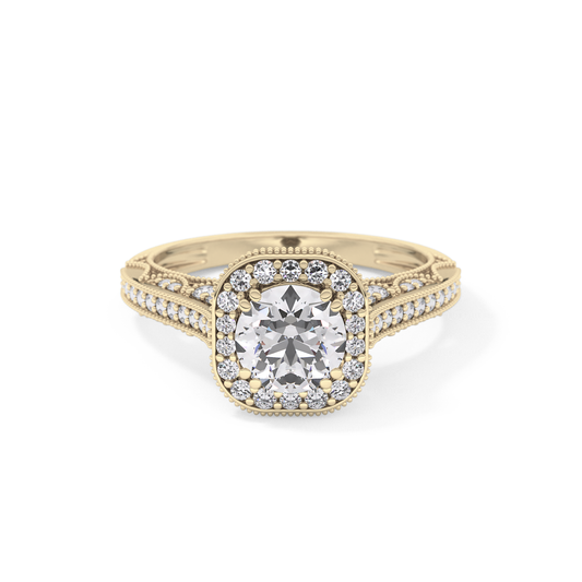 Round Halo & Pave Lab Grown Diamond Engagement Ring