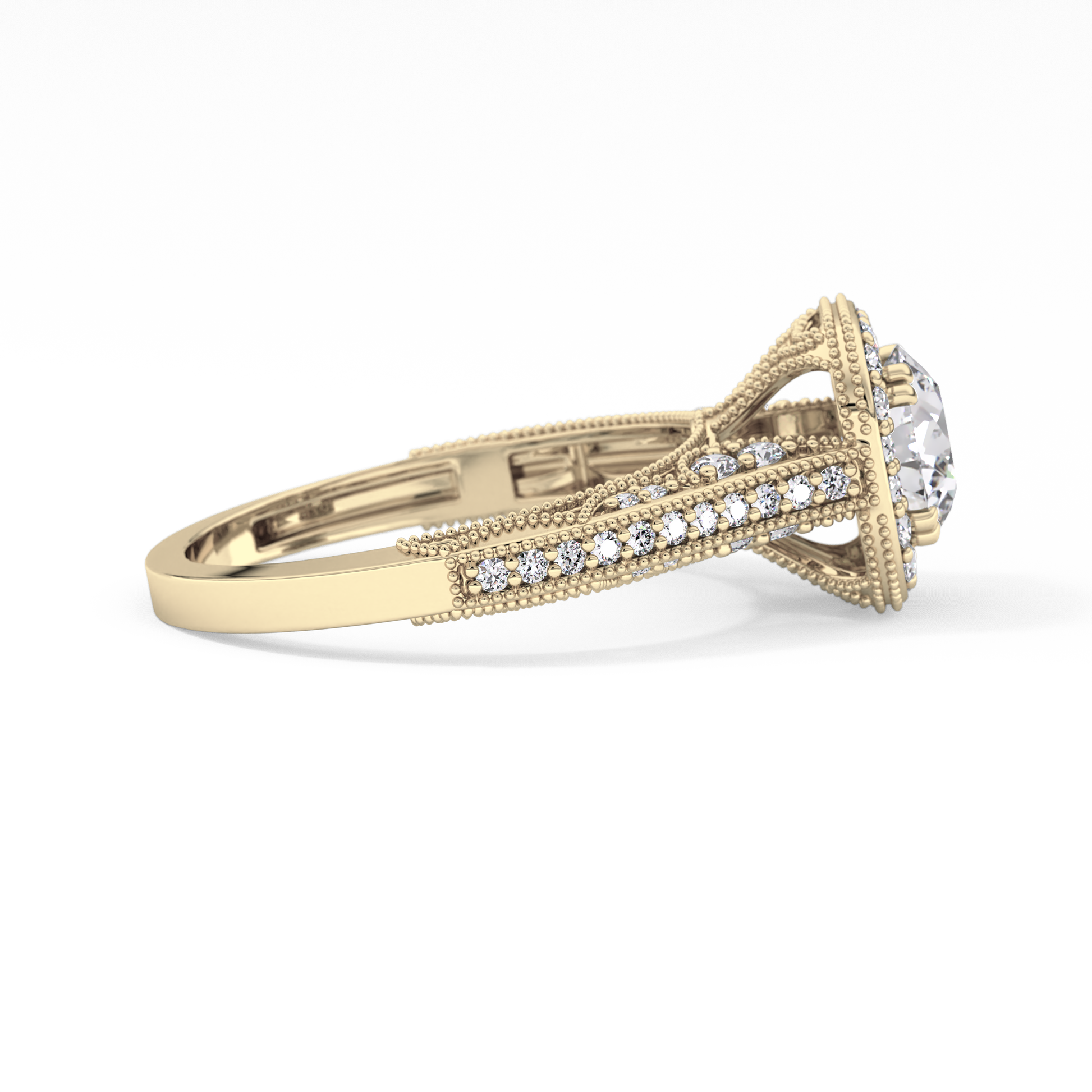 Round Halo & Pave Lab Grown Diamond Engagement Ring