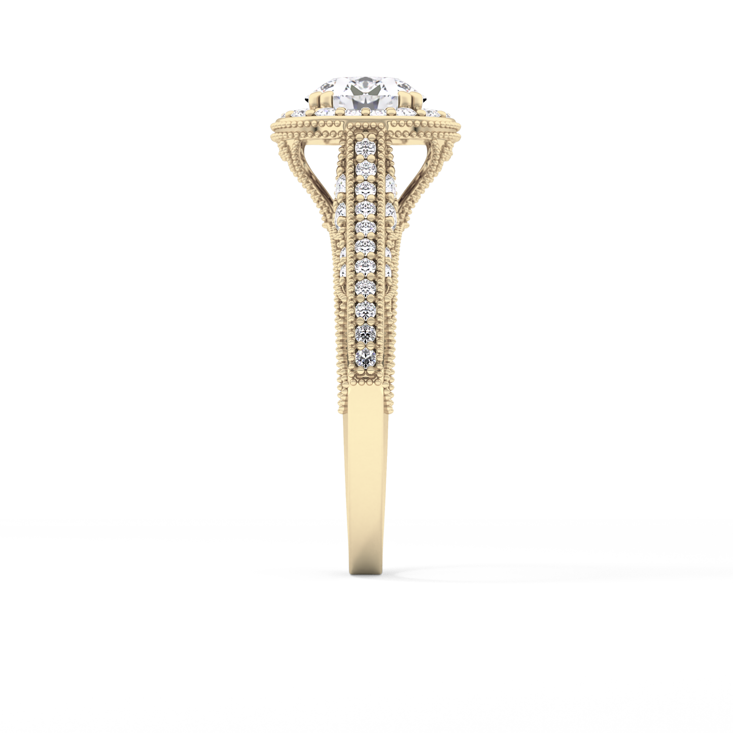 Round Halo & Pave Lab Grown Diamond Engagement Ring