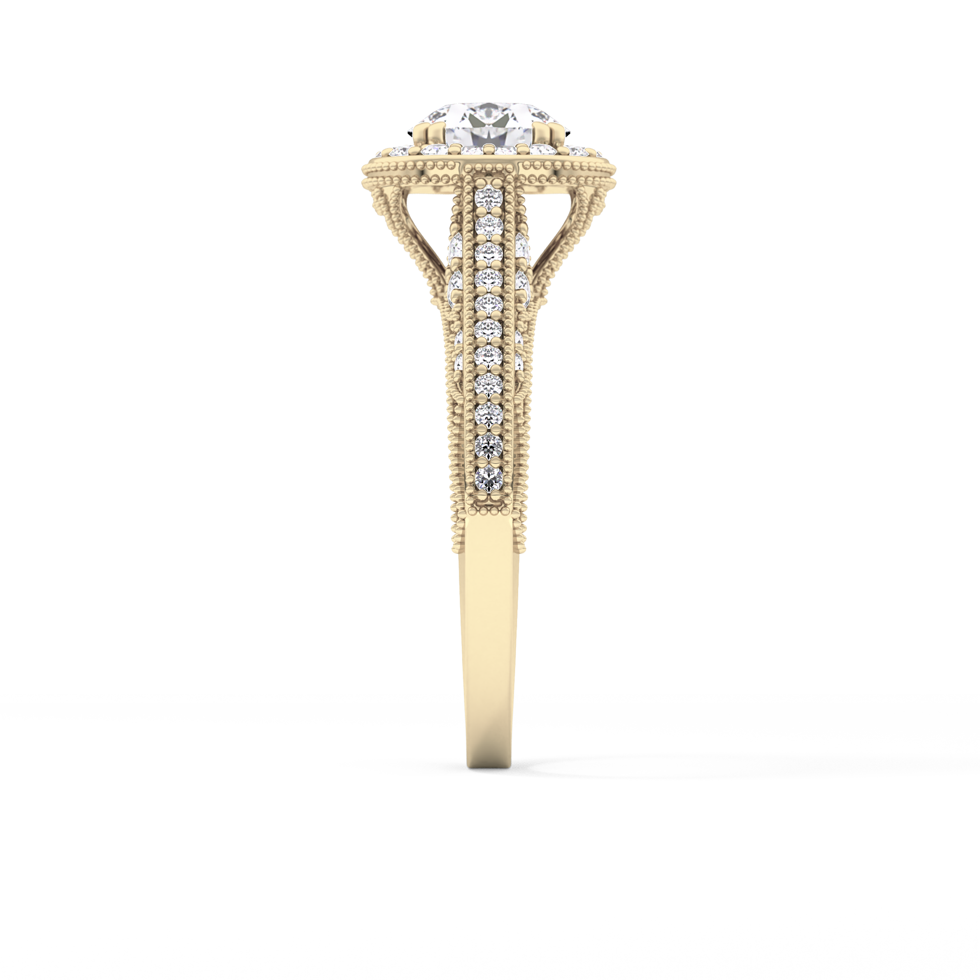 Round Halo & Pave Lab Grown Diamond Engagement Ring