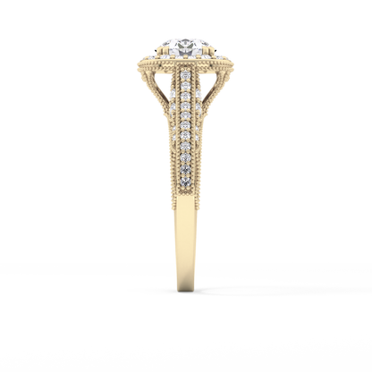 Round Halo & Pave Lab Grown Diamond Engagement Ring