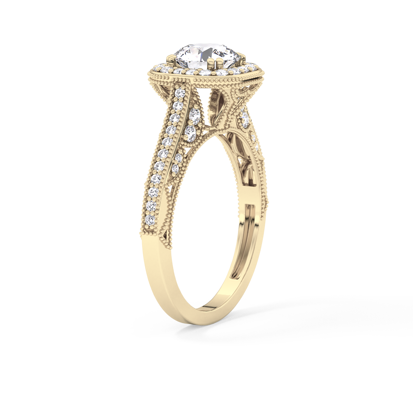 Round Halo & Pave Lab Grown Diamond Engagement Ring