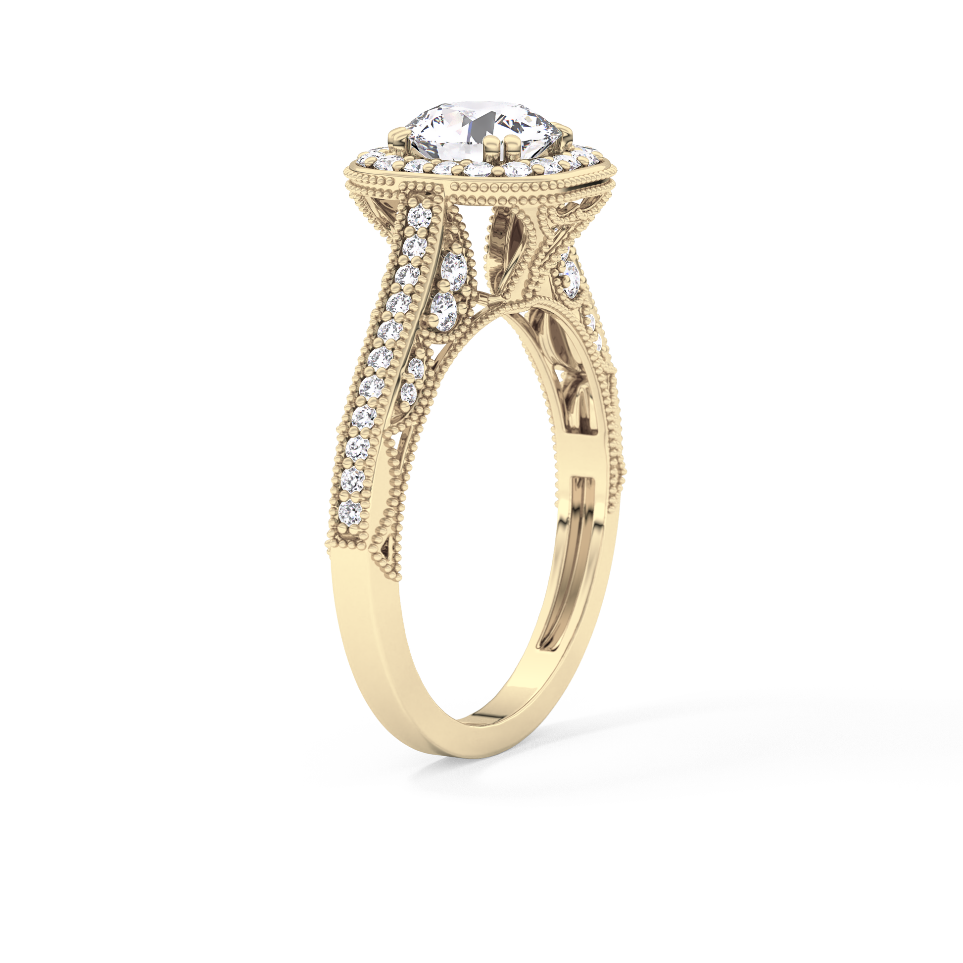 Round Halo & Pave Lab Grown Diamond Engagement Ring