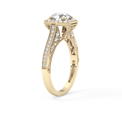 Round Halo & Pave Lab Grown Diamond Engagement Ring