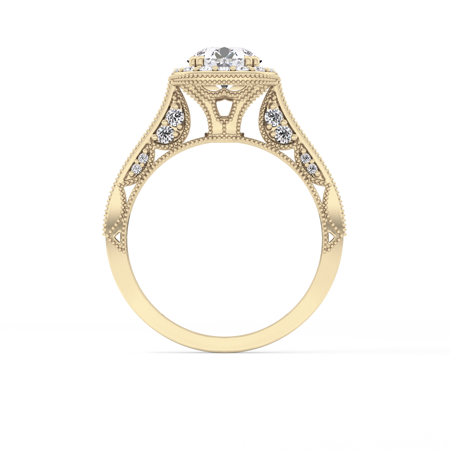 Round Halo & Pave Lab Grown Diamond Engagement Ring