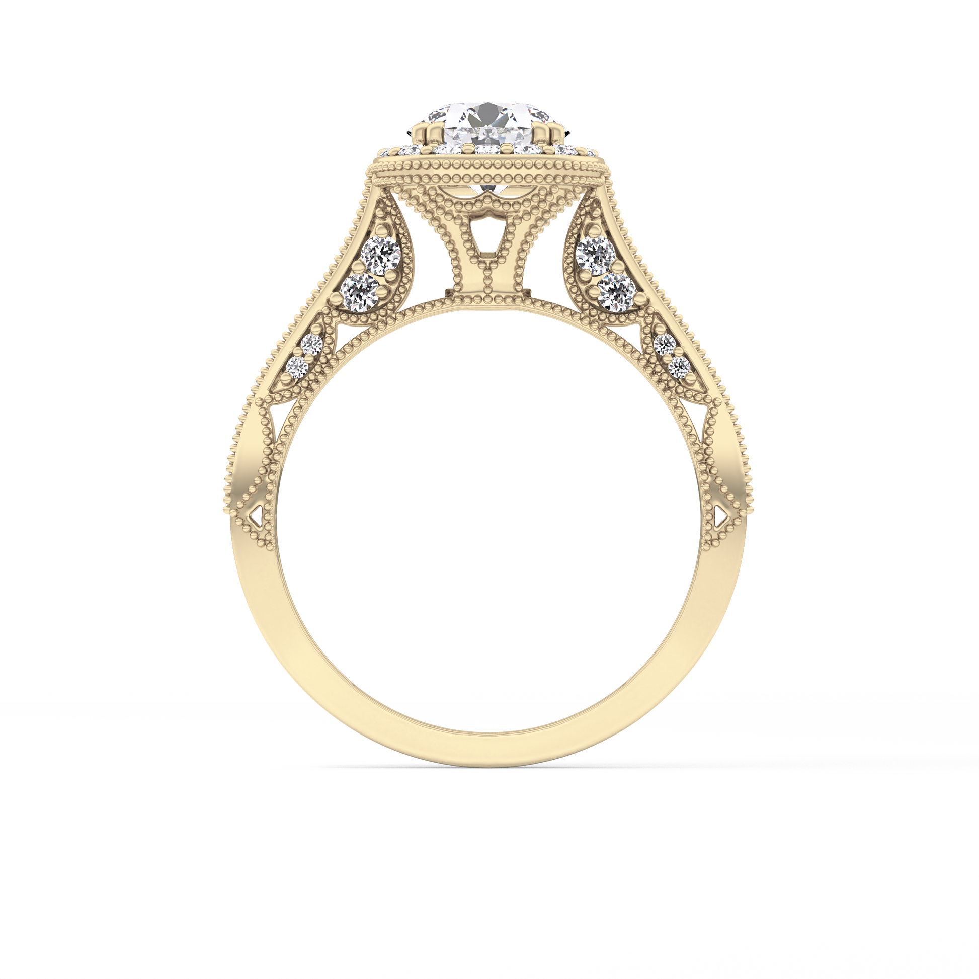 Round Halo & Pave Lab Grown Diamond Engagement Ring