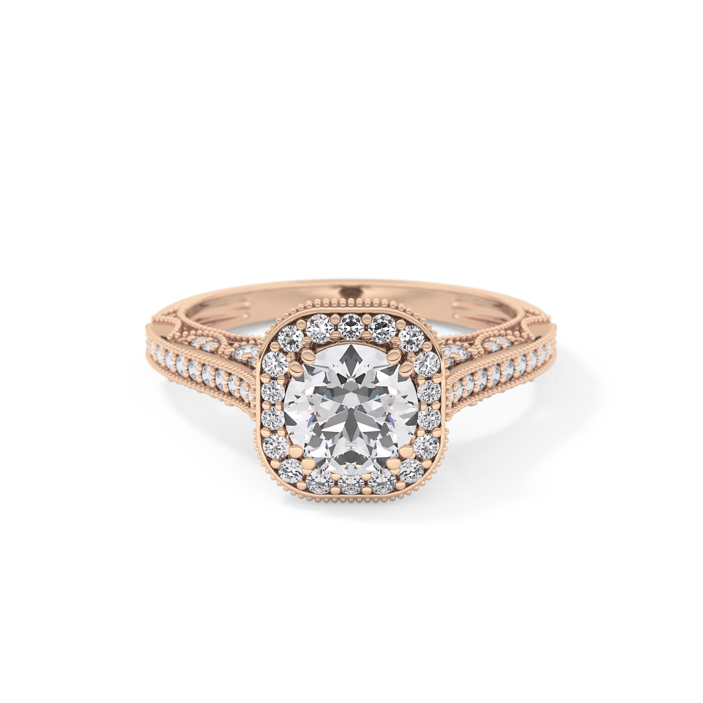 Round Halo & Pave Lab Grown Diamond Engagement Ring
