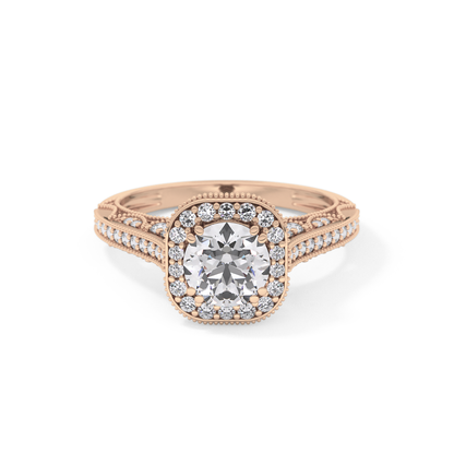 Round Halo & Pave Lab Grown Diamond Engagement Ring