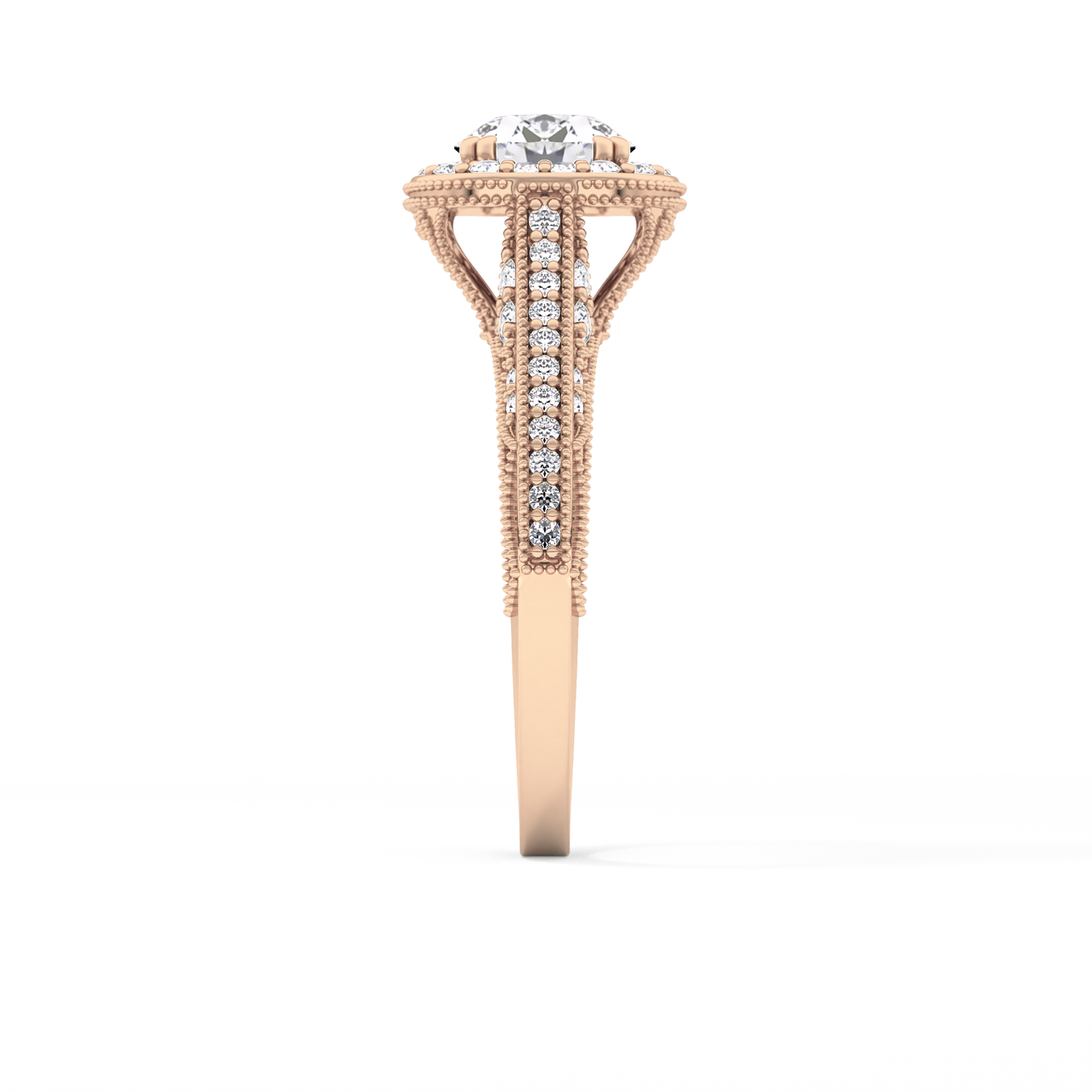 Round Halo & Pave Lab Grown Diamond Engagement Ring