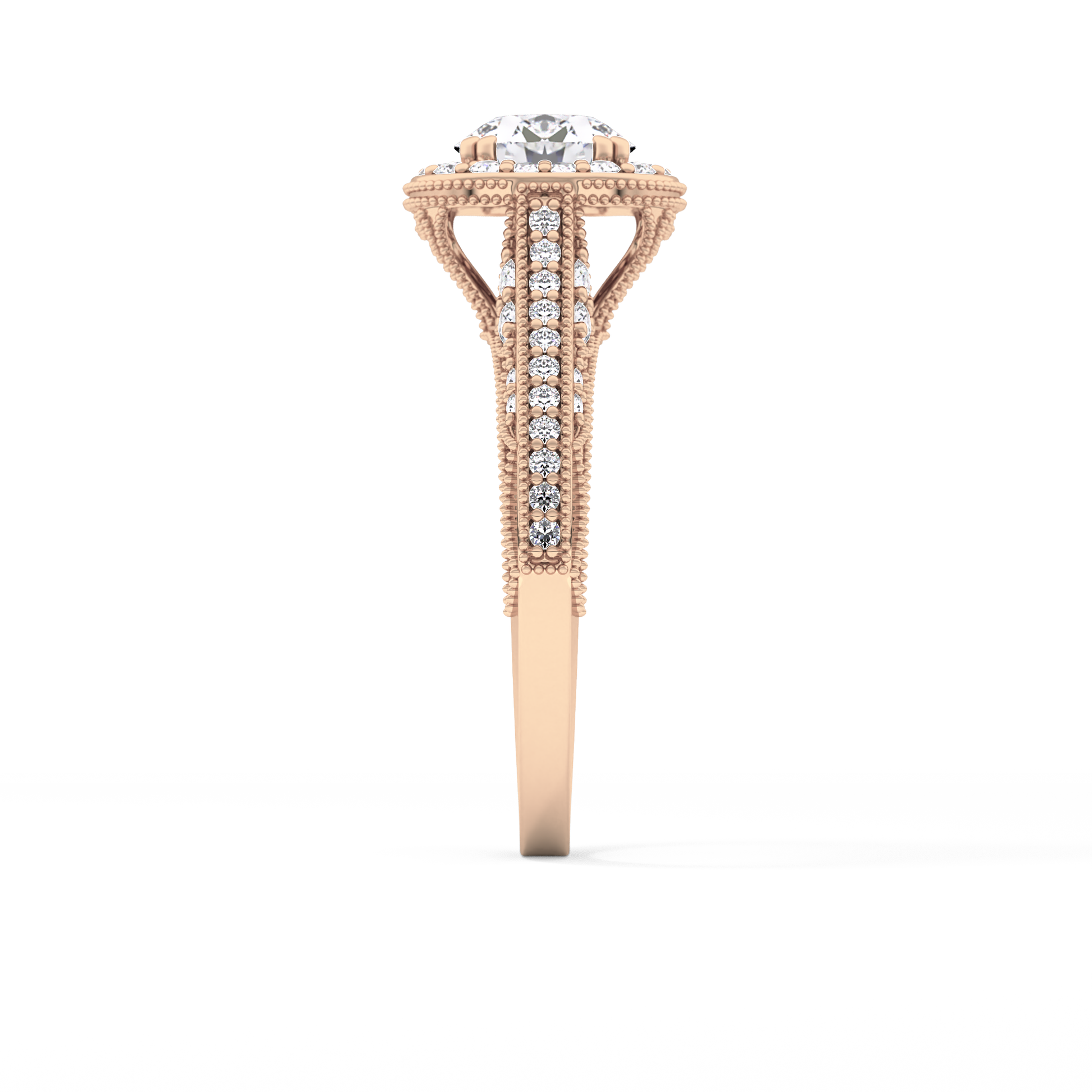 Round Halo & Pave Lab Grown Diamond Engagement Ring
