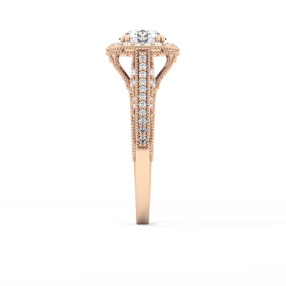Round Halo & Pave Lab Grown Diamond Engagement Ring
