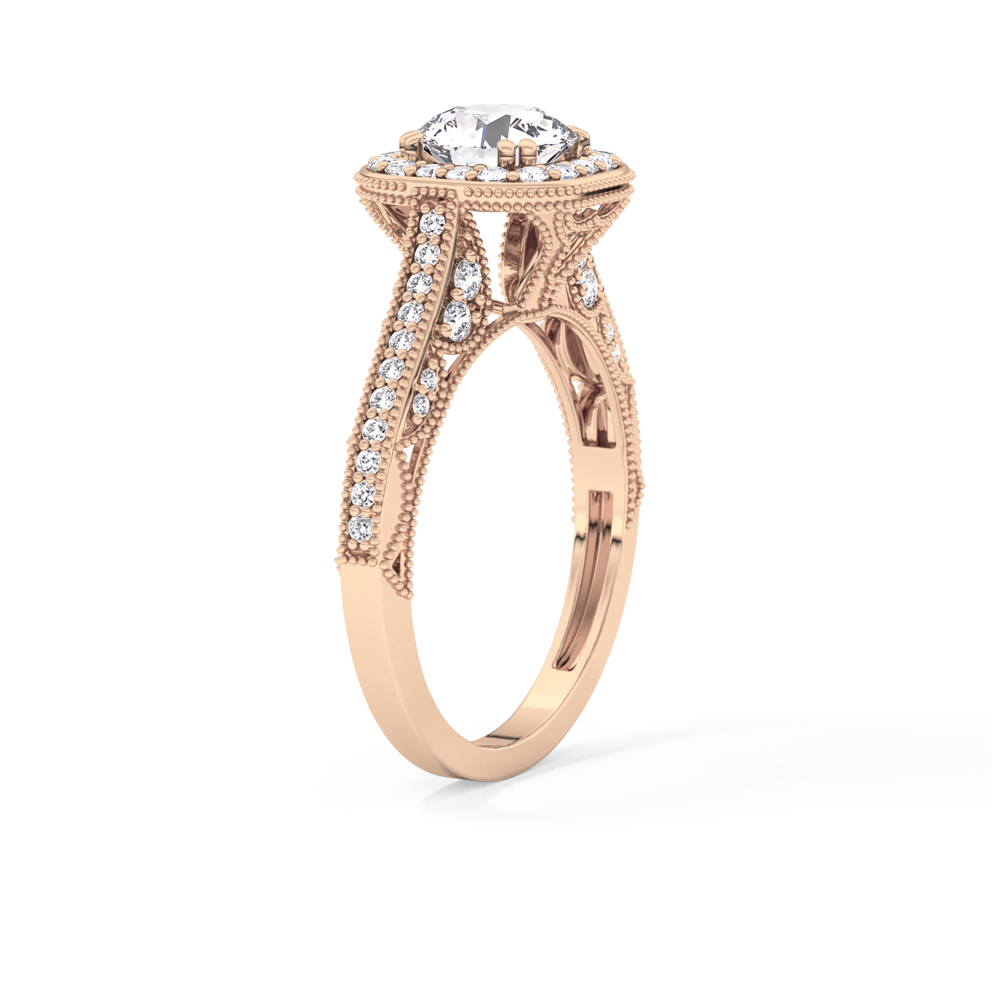 Round Halo & Pave Lab Grown Diamond Engagement Ring
