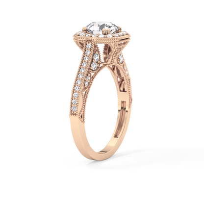 Round Halo & Pave Lab Grown Diamond Engagement Ring