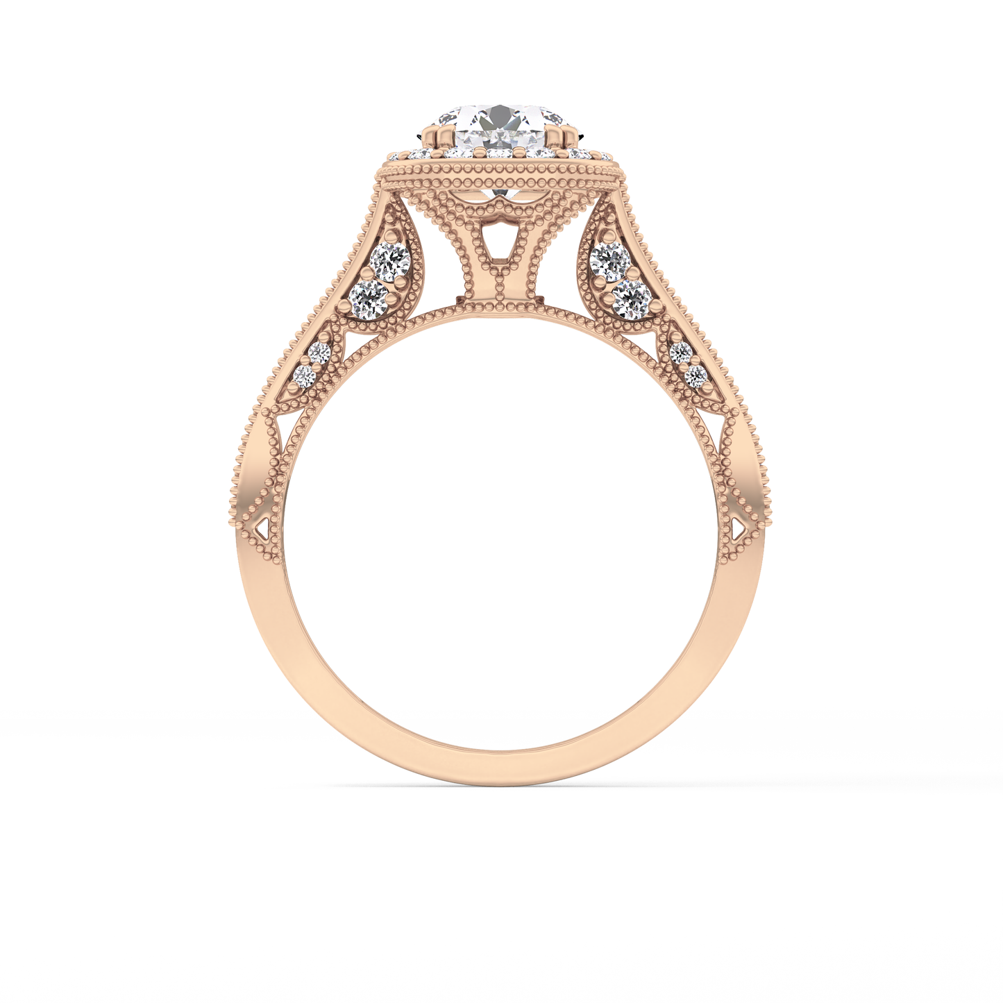 Round Halo & Pave Lab Grown Diamond Engagement Ring