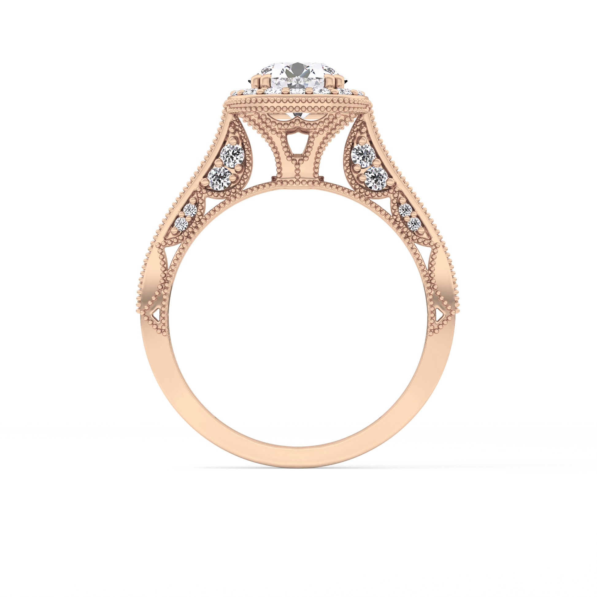 Round Halo & Pave Lab Grown Diamond Engagement Ring