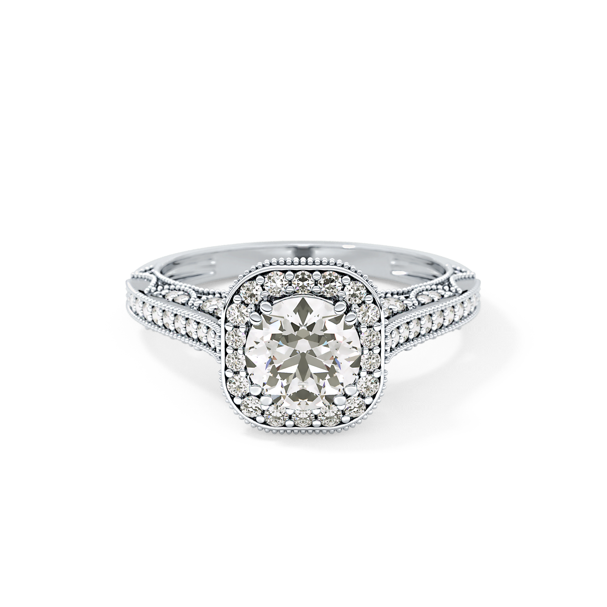 Round Halo & Pave Lab Grown Diamond Engagement Ring
