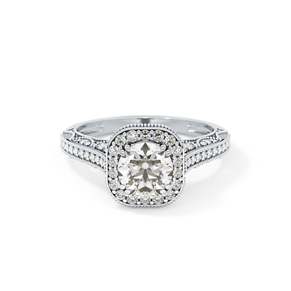 Round Halo & Pave Lab Grown Diamond Engagement Ring