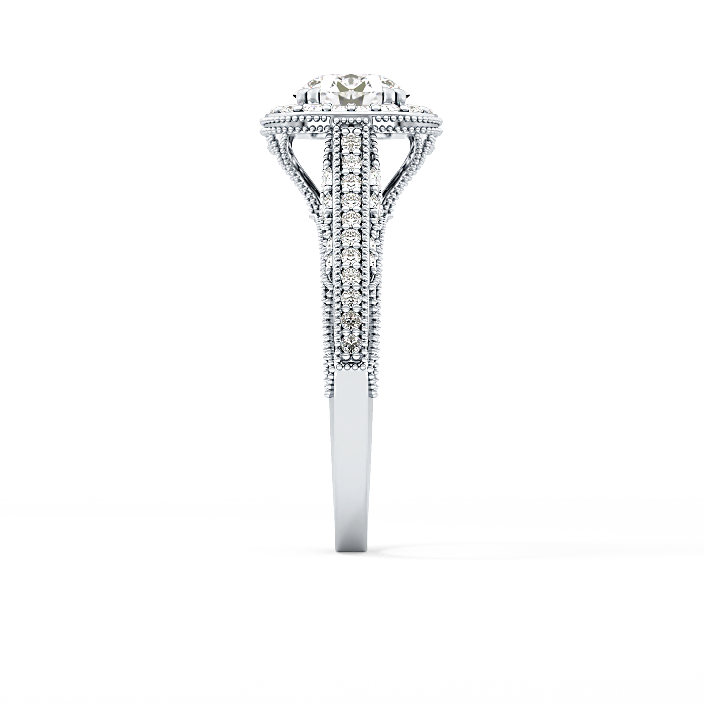 Round Halo & Pave Lab Grown Diamond Engagement Ring