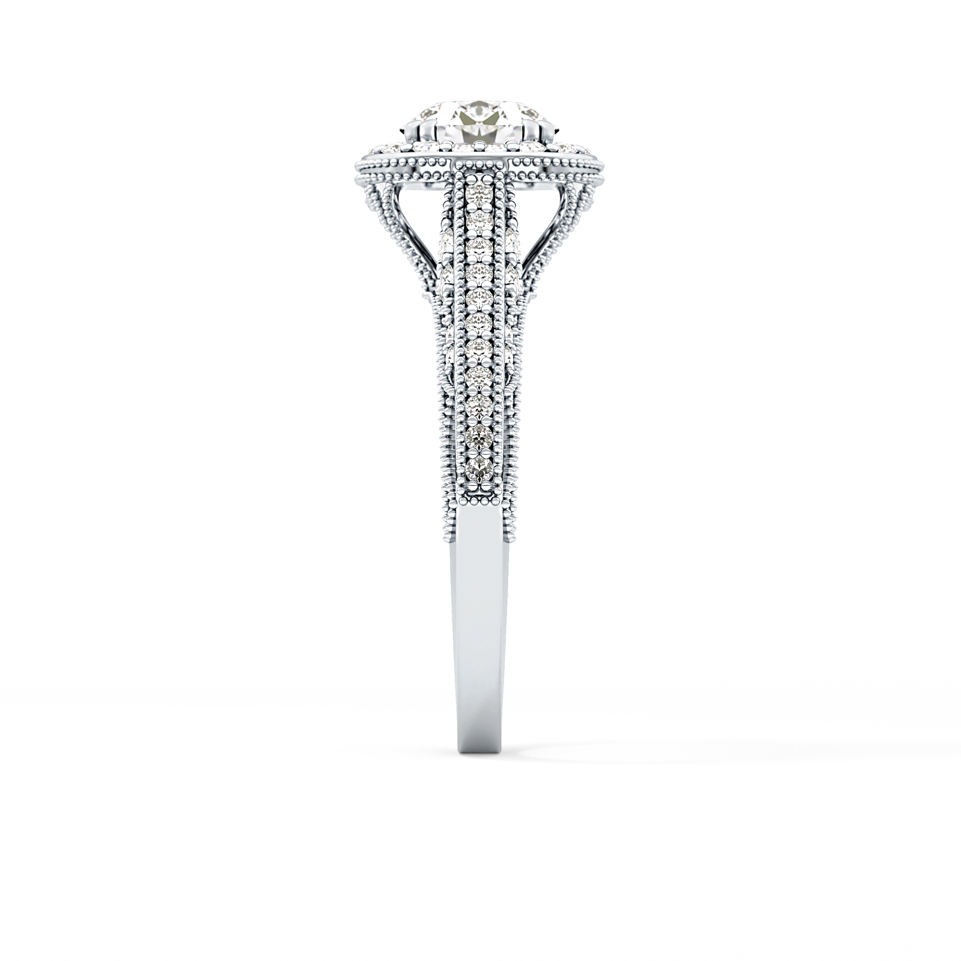 Round Halo & Pave Lab Grown Diamond Engagement Ring