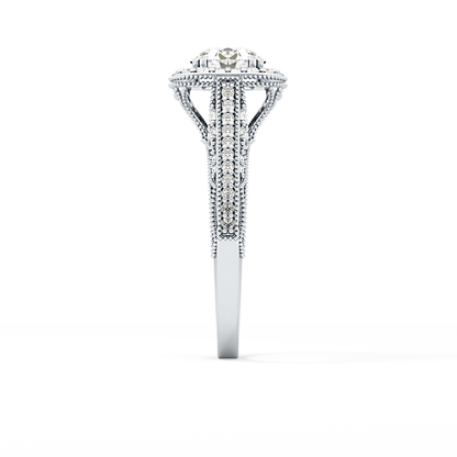 Round Halo & Pave Lab Grown Diamond Engagement Ring