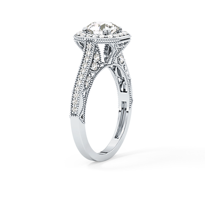Round Halo & Pave Lab Grown Diamond Engagement Ring