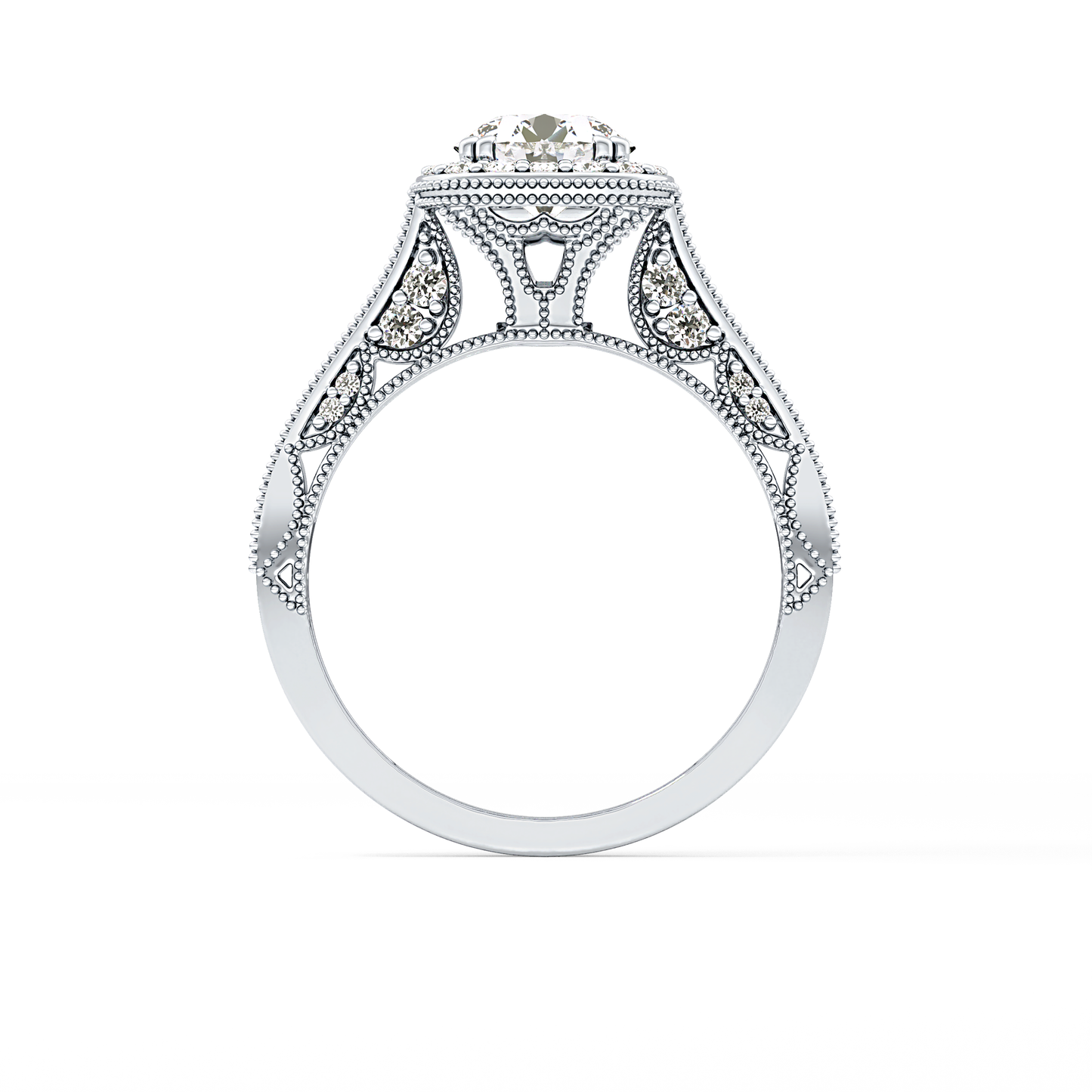 Round Halo & Pave Lab Grown Diamond Engagement Ring